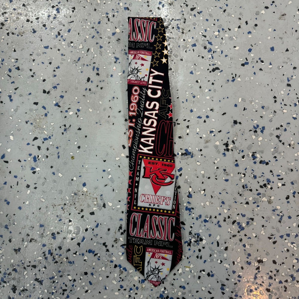 Kansas‎ City Chiefs NFL Football Classic Tie Red Black Gold Stars Team VTG